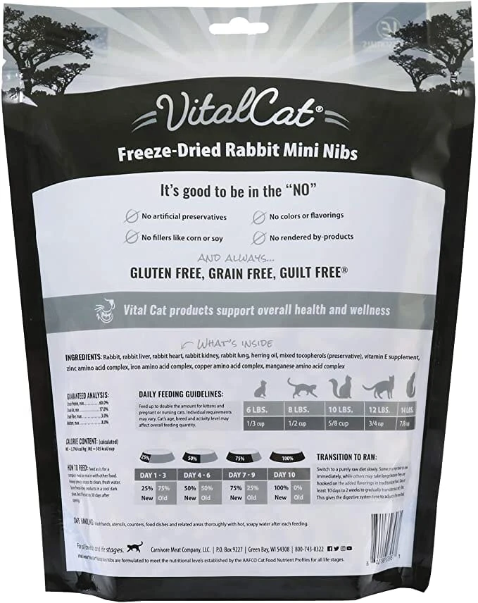 Vital Essentials Rabbit Mini Nibs Freeze-Dried Cat Food - 12 Oz 4 Vital Essentials Rabbit Mini Nibs Freeze-Dried Cat Food - 12 Oz - Image 2