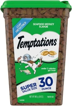 Whiskas Temptations Seafood Medley Soft And Crunchy Cat Treats - 30 Oz