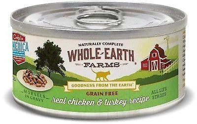 Whole Earth Farms Grain-Free Real Morsels In Gravy Chicken & Turkey Canned Cat Food - 5 Oz Cans - Case Of 24 3 Whole Earth Farms Grain-Free Real Morsels In Gravy Chicken & Turkey Canned Cat Food - 5 Oz Cans - Case Of 24
