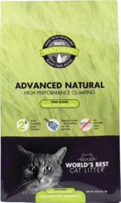 World's Best Cat Litter Yellow Bag Zero Mess Clumping Litter - Pine Scented Cat Litter - 12 Lb Bag - Case Of 3